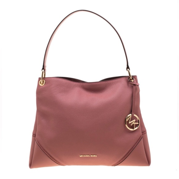 Michael Kors “Nicole” Large Shoulder Tote – Dusty Rose Pebbled Leather - Picture 1 of 10
